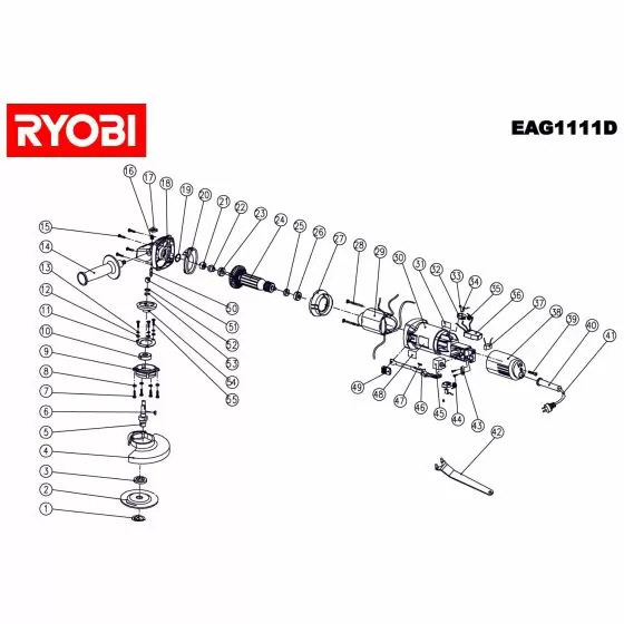 Ryobi EAG1111D Spare Parts List Type: 1000035386